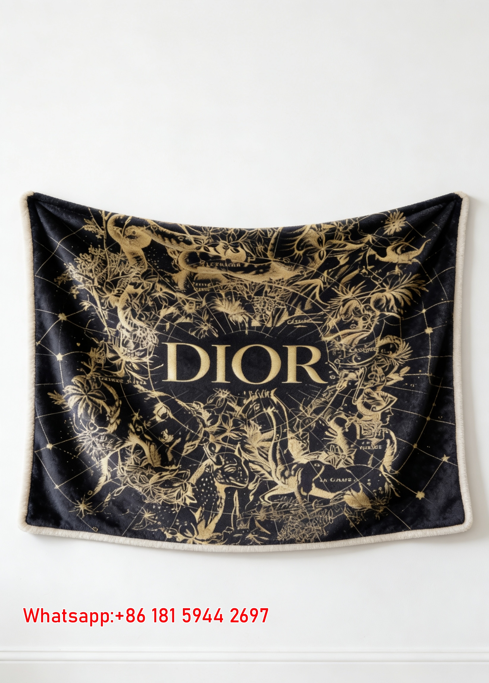 Dior Gold Zodiac Flannel Sofa Throw Blanket D012